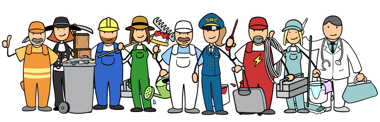 Gruppe von Leuten verschiedener Berufe als Panorama Gruppe von Leuten verschiedener Berufe als Panorama